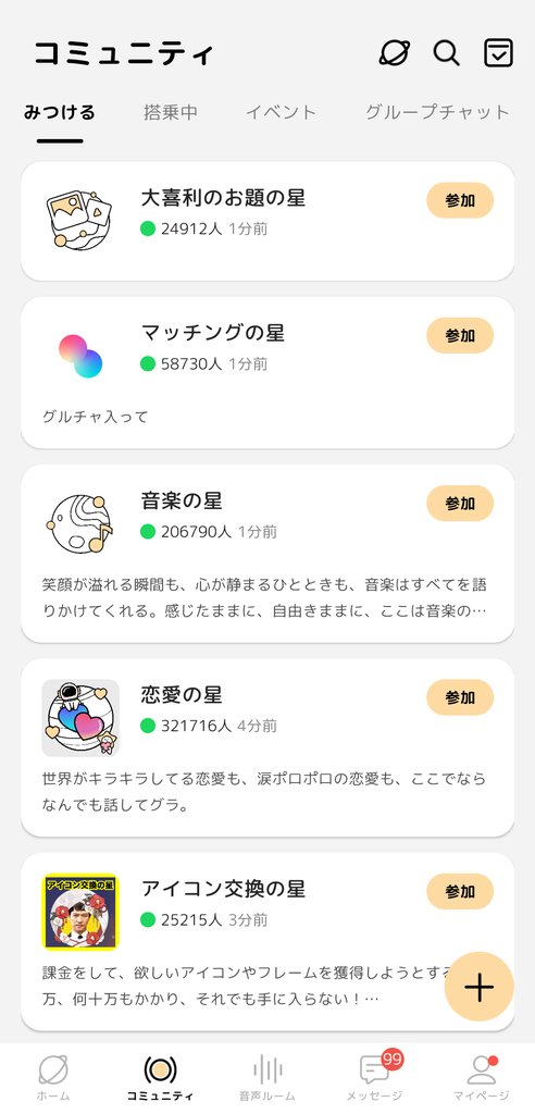 コミュニティ画面