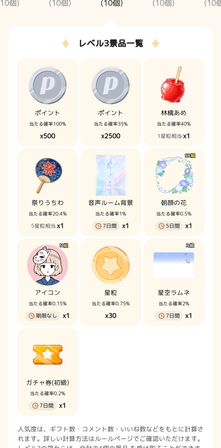 ミッションボックス レベル3の景品一覧（2026年8月7日時点）